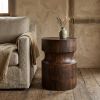 16" Brown Solid Wood Round End Table