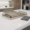 Taupe Wood Geometric Handmade Serving Trays With Handles - Set of Two