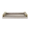 Taupe Wood Geometric Handmade Serving Trays With Handles - Set of Two