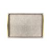 Taupe Wood Geometric Handmade Serving Trays With Handles - Set of Two