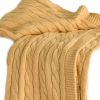 Yellow Cotton Cable Knitted Throw Throw Blanket - 50" X 60"