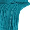 Teal Blue Cotton Cable Knitted Striped Throw Blanket - 50" X 60"