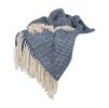 Navy and Ivory Woven Cotton Polka Dots Throw Blanket with Tassels - 50" x 60"