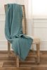 Teal Cotton Cable Knit Throw Blanket with Tassels - 50" X 60"