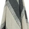 Black Cotton Woven Striped Throw Blanket with Fringe - 50" X 60"