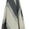 Black Cotton Woven Striped Throw Blanket with Fringe - 50" X 60"