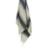 Black Cotton Woven Striped Throw Blanket with Fringe - 50" X 60"