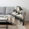Black Cotton Woven Striped Throw Blanket with Fringe - 50" X 60"