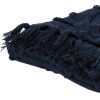 Blue Floral Cotton Woven Throw Blanket with Fringe - 50" X 50"