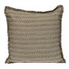 Green and White Striped Cotton Throw Pillow With Fringe - 24"