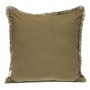 Green and White Striped Cotton Throw Pillow With Fringe - 24"