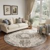 Gray And Beige Medallion Round Rug