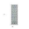Charcoal and Gray Floral Power Loom Runner Rug - 6'