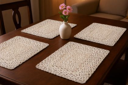 Ivory And Natural Jute Placemats - Set of Four - 19"
