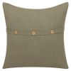 Sage Green Cotton Throw Pillow With Buttons - 20"