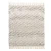 White And Navy Blue Cotton Blend Woven Striped Throw Blanket with Fringe - 50" x 60"