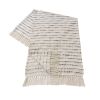 White And Navy Blue Cotton Blend Woven Striped Throw Blanket with Fringe - 50" x 60"