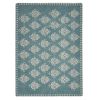 Cream And Turquoise Damask Cotton Placemats - 19" - Set of Four