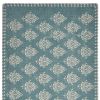 Cream And Turquoise Damask Cotton Placemats - 19" - Set of Four