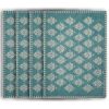 Cream And Turquoise Damask Cotton Placemats - 19" - Set of Four