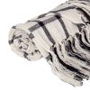 Black and Off White Cotton Woven Plaid Throw Throw Blanket with Fringe - 50" X 60"
