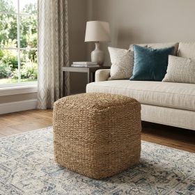 Natural Jute Woven Blend Cube Pouf Ottoman - 18"
