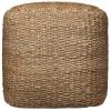 Natural Jute Woven Blend Cube Pouf Ottoman - 18"