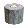 Brown And White Solid Wood Tabletop Tealight Candle Holder - 5"