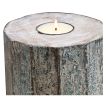 Brown And White Solid Wood Tabletop Tealight Candle Holder - 5"
