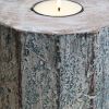 Brown And White Solid Wood Tabletop Tealight Candle Holder - 5"
