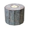 Brown And White Solid Wood Tabletop Tealight Candle Holder - 5"