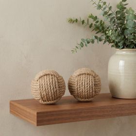 Natural Jute Decorative Orb Tabletop Sculpture - Set of Two