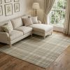 Olive Green and Ivory Plaid Area Rug - 6' X 9'
