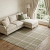 Olive Green and Ivory Plaid Area Rug - 6' X 9'