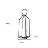 ]Black Geometric Metal And Glass Tabletop Lantern Candle Holder - 19"