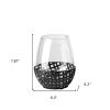 Black Woven Metal And Glass Tabletop Hurricane Candle Holder