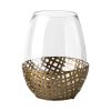 Gold And Clear Woven Metal And Glass Tabletop Hurricane Candle Holder - 10"