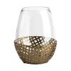 Gold And Clear Woven Metal And Glass Tabletop Hurricane Candle Holder - 10"