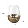 Gold And Clear Woven Metal And Glass Tabletop Hurricane Candle Holder - 10"