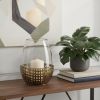 Gold And Clear Woven Metal And Glass Tabletop Hurricane Candle Holder - 10"