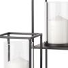 Black Metal And Glass Tabletop Hurricane Candle Holders - Set of Two