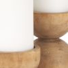 Brown Distressed Solid Wood Tabletop Pillar Candle Holders - Set of Two