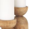 Brown Distressed Solid Wood Tabletop Pillar Candle Holders - Set of Two