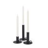Black Geometric Metal Tabletop Taper Candlesticks - Set of Three