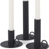 Black Geometric Metal Tabletop Taper Candlesticks - Set of Three