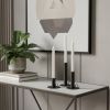 Black Geometric Metal Tabletop Taper Candlesticks - Set of Three
