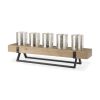 Black And Brown Distressed Mirrored Solid Wood Metal And Glass Tabletop Votive Candle Holder - 7"