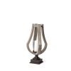 Brown Distressed Geometric Solid Wood And Metal Tabletop Hurricane Candle Holder - 17"