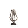 Brown Distressed Geometric Solid Wood And Metal Tabletop Hurricane Candle Holder - 17"