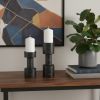 Black Distressed Metal Tabletop Pillar Candle Holders - Set of Two